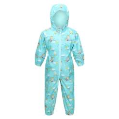 Regatta Childrens/Kids Pobble Peppa Pig Clouds Waterproof Puddle Suit (Aruba Blue)