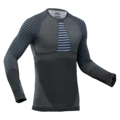 WEDZE Men’s Seamless Ski Base Layer Top BL 980 – Blue/Grey