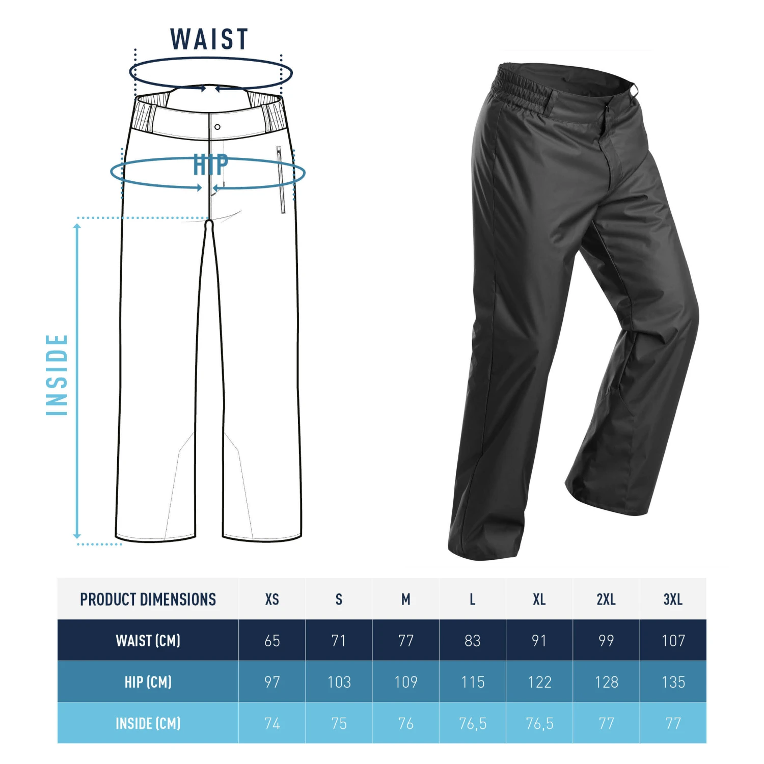 WEDZE MEN’S WARM SKI TROUSERS 100 9 WEDZE MEN’S WARM SKI TROUSERS 100 - Image 9