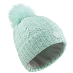 WEDZE KIDS’ SKI HAT - CABLE-KNIT FUR WOOL