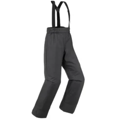 WEDZE KIDS’ WARM AND WATERPROOF SKI TROUSERS 100 DARK GREY