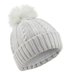 WEDZE KIDS’ SKI HAT - CABLE-KNIT FUR WOOL -WEDZE Store kb7efdb626e5f64fb1b647b39c600aa8a
