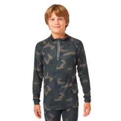Bodyfit Limited Edition Zip Neck Forest Geo Camo